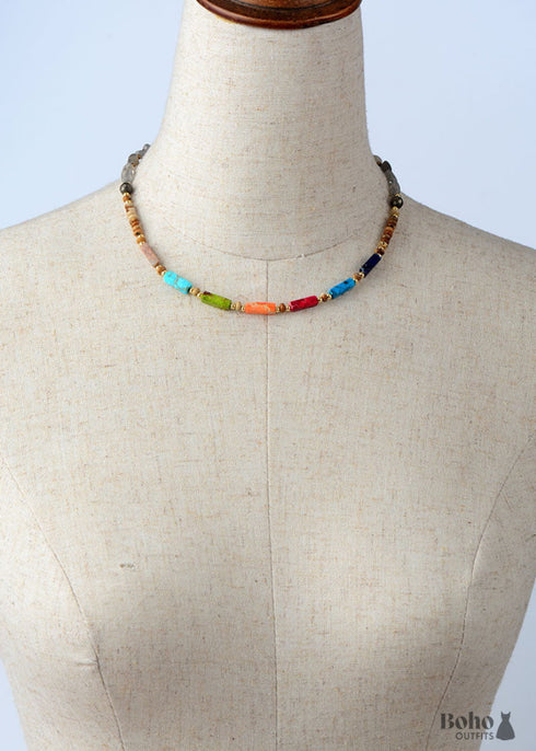 Boho Necklace, Labradorite Chokers Chakra